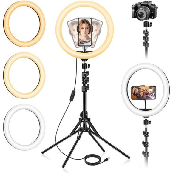 13 inch Ring Light with Floor Stand(Ringlight Kit Totally 70.6" Tall),LED Circle